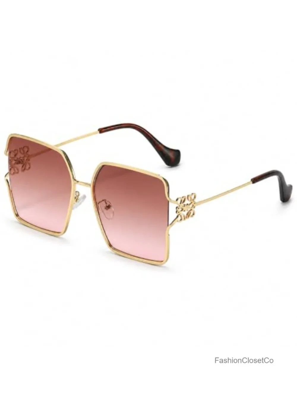 Metal Floral Frame Polarized UV400 Square Oval Sunglasses Women